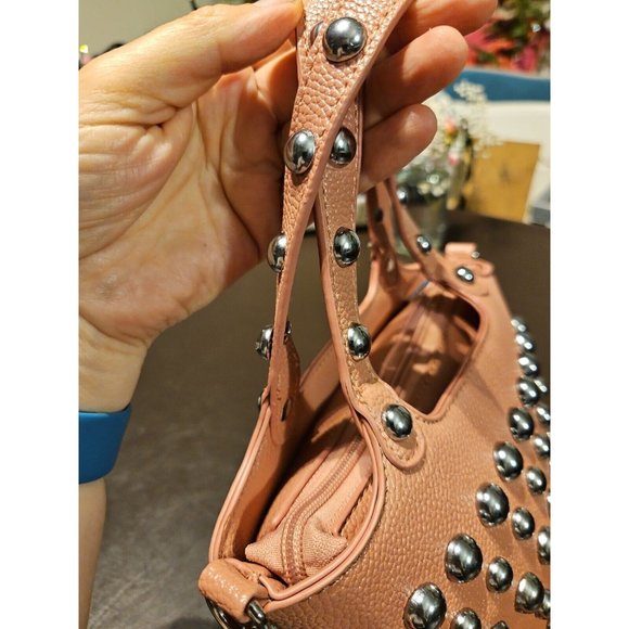 VGC rare, dusky pink studded handbag, fantastic condition inside & out, w. strap - Picture 11 of 16